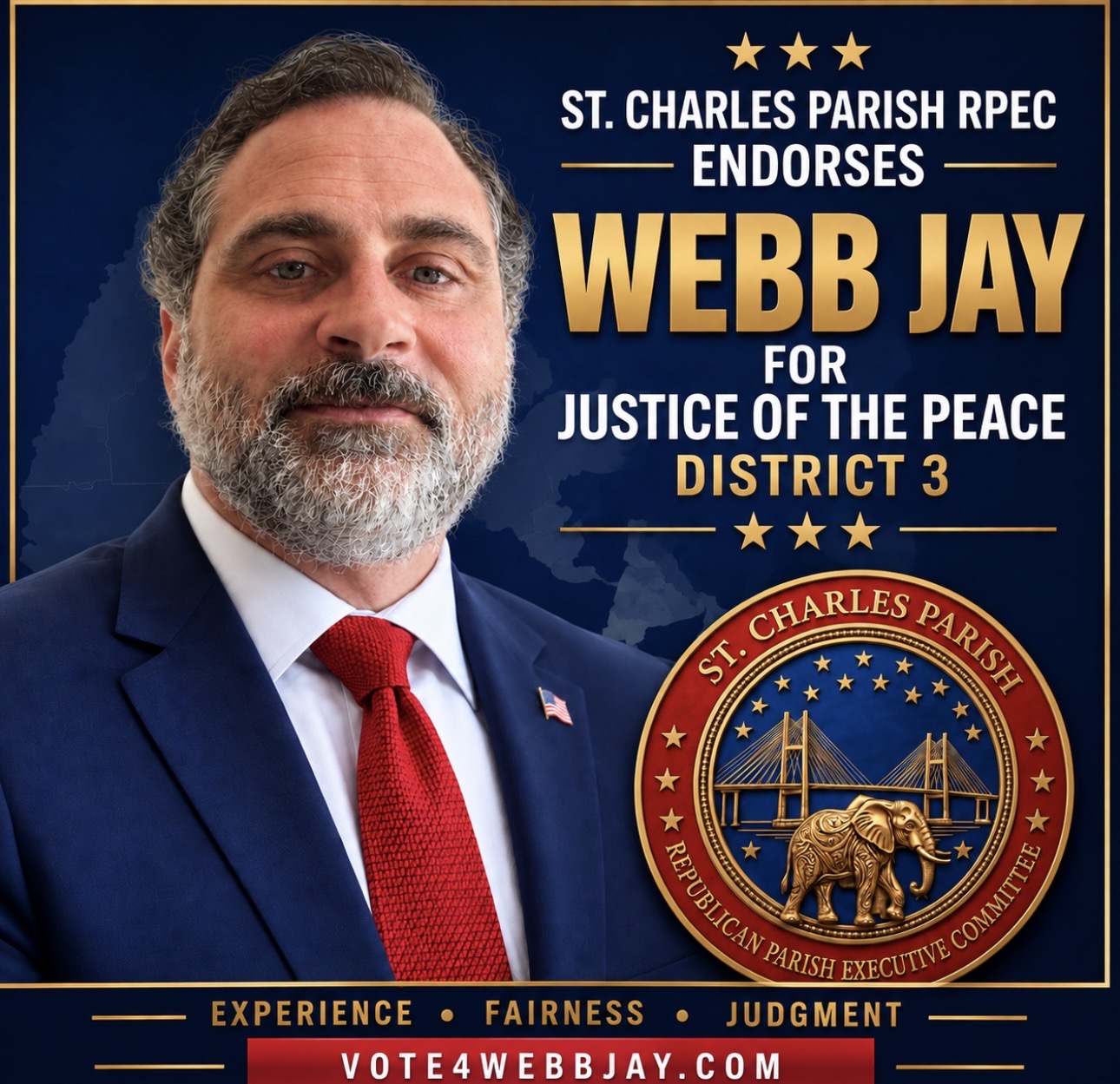 Webb is grateful for the endorsement of the St. Charles Parish Republican Executive Committee